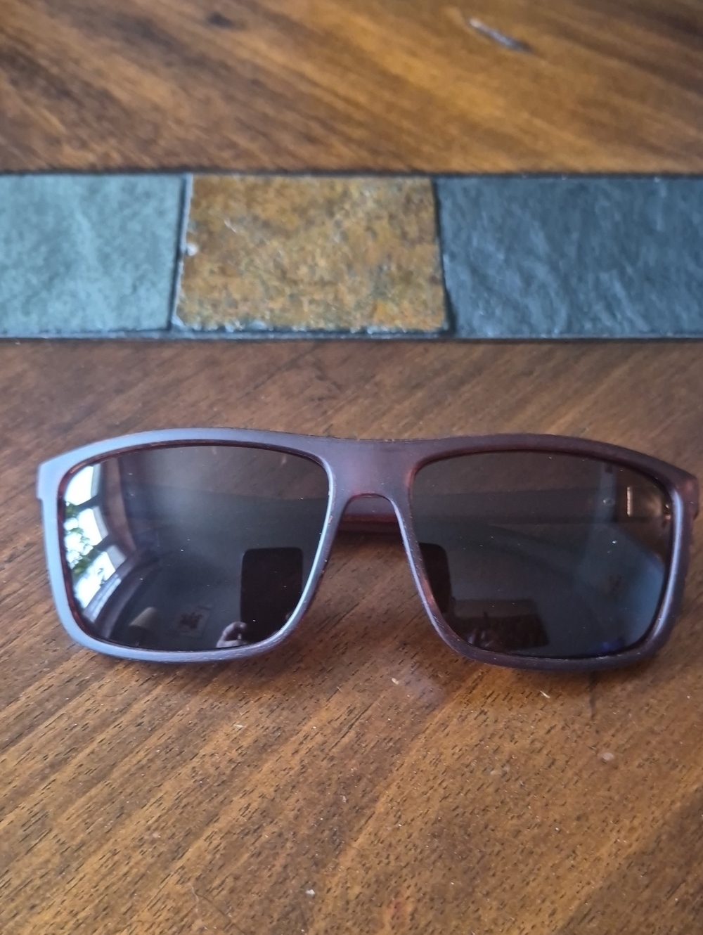 Brown Matte Rectangular Sunglasses - Amber Lenses New